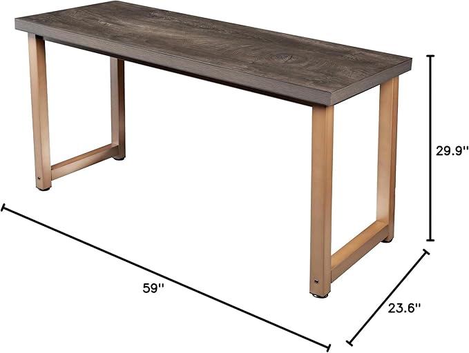 TOPSKY 59" Big Large Computer Office Desk 1.88" Thickness Desktop (Espresso Gray) - LeafyLoom