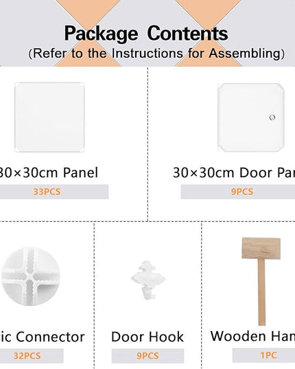 C&AHOME Cube Storage Organizer with Doors, 9-Cube Shelf, Closet Cabinet, DIY Plastic Modular Bookshelf, Storage Shelves Ideal for Bedroom,Living Room,36.6”L x 12.4”W x 36.6”H Milky USHS3009M-DOOR - LeafyLoom