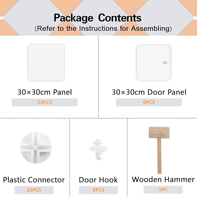 C&AHOME Cube Storage Organizer with Doors, 9-Cube Shelf, Closet Cabinet, DIY Plastic Modular Bookshelf, Storage Shelves Ideal for Bedroom,Living Room,36.6”L x 12.4”W x 36.6”H Milky USHS3009M-DOOR - LeafyLoom