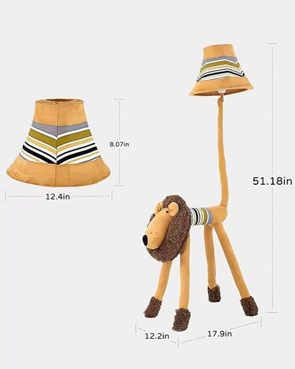 Kids Floor Lamp, Brown Lion Creative Design Modern Floor Lamp for Bedroom, 51 Inch Hand-Stitched Toy Standing Lamp for Living Room, Package Come with an E26 LED Bulb (Brown Lion) - LeafyLoom