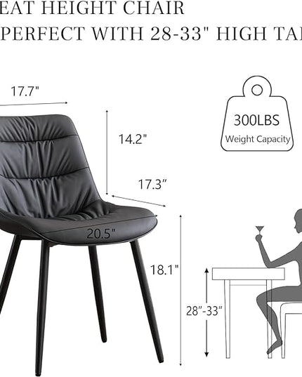 Kidol & Shellder Modern Dining Chairs Set of 2 Kitchen & Dining Room Chairs Upholstered Accent Chair Living Room Chairs Kitchen Chairs Comfy Chair for Bedrooms Waiting Room Home(Black) - LeafyLoom