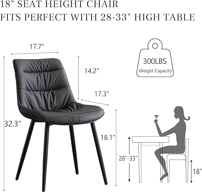 Kidol & Shellder Modern Dining Chairs Set of 2 Kitchen & Dining Room Chairs Upholstered Accent Chair Living Room Chairs Kitchen Chairs Comfy Chair for Bedrooms Waiting Room Home(Black) - LeafyLoom
