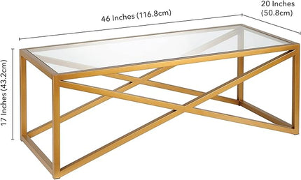 Calix 46'' Wide Rectangular Coffee Table in Brass - LeafyLoom