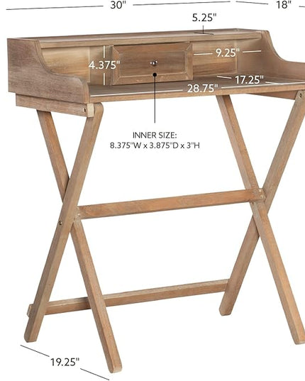 Linon Home Décor Griffin Gray Wash Folding Desk, Grey - LeafyLoom