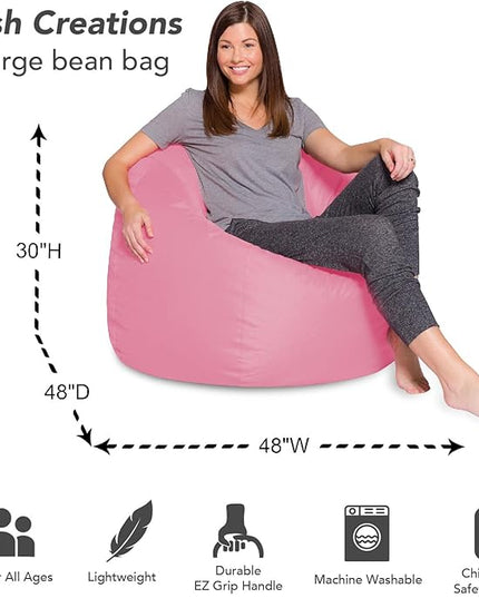 Posh Beanbags Bean Bag Chair, X-Large-48in, Solid Pink - LeafyLoom