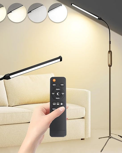 Led Floor Lamp for Eyelash Extensions Craft Task Floor Standing Light Adjustable Gooseneck Dimmable lash Reading Floor Lamp for Bedroom Office Black - LeafyLoom
