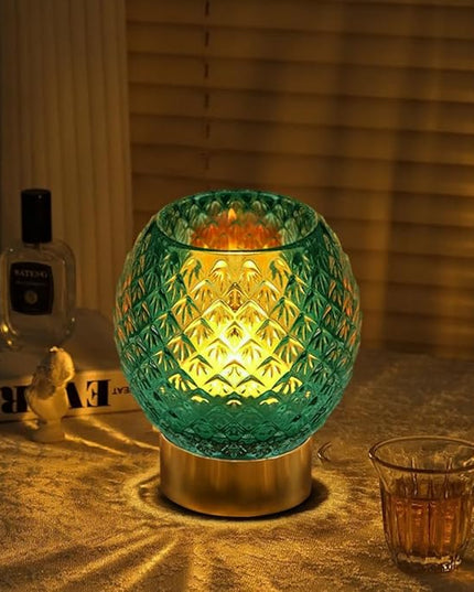 Battery Operated Lamp with Timer,Glass Cordless Lamps with LED Bulb,Decorative Lights for Living Room Bedroom Tabletop Entryway Centerpiece Gift (Green) - LeafyLoom