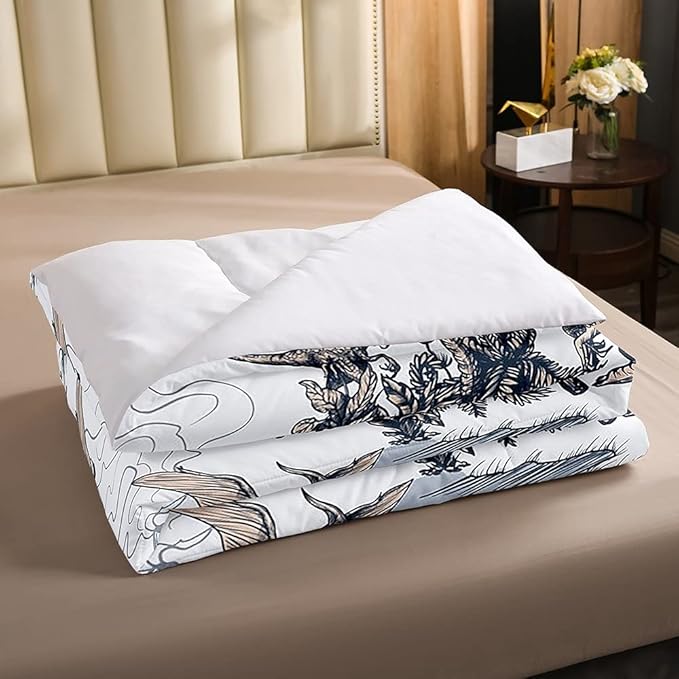 Erosebridal Kids Dinosaur Comforter Set, Dino Palm Tree Bedding Set Full Size for Boys Teens Adult Bedroom, Ancient Animal Duvet Sets Mountain Tropical Botanical Quilted Duvet with 2 Pillow Cases - LeafyLoom