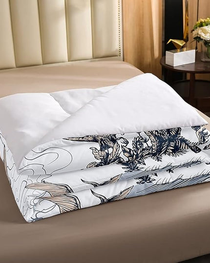 Erosebridal Kids Dinosaur Comforter Set, Dino Palm Tree Bedding Set Twin Size for Boys Teens Adult Bedroom, Ancient Animal Duvet Sets Mountain Tropical Botanical Quilted Duvet with 1 Pillow Case - LeafyLoom