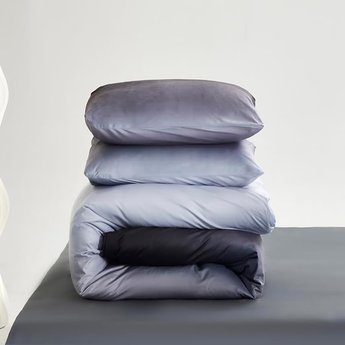 Gray White Gradient Comforter Set Cal King Gray Velvet Bedding Comforter Modern Plain White and Deep Gray Gradient Soft Quilt Farmhouse Flannel Comforter Warm California King Bed Comforter - LeafyLoom