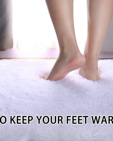 Merelax Soft Shaggy Rug for Kids Bedroom, Oval 2.6'x5.3' White Plush Fluffy Carpets for Living Room, Furry Carpet for Teen Girls Room, Anti-skid Fuzzy Comfy Rug for Nursery Decor Cute Baby Play Mat - LeafyLoom
