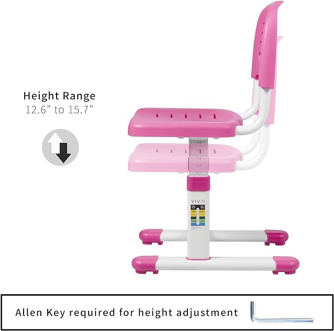 VIVO Height Adjustable Kids Desk Chair, Chair Only, Designed for Interactive Workstation, Universal Children's Ergonomic Seat, Pink, DESK-V201P-CH - LeafyLoom