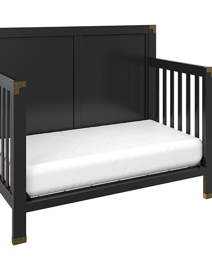 Baby Relax Miles 5-in-1 Convertible Crib, Solid Pine Wood, Black - LeafyLoom