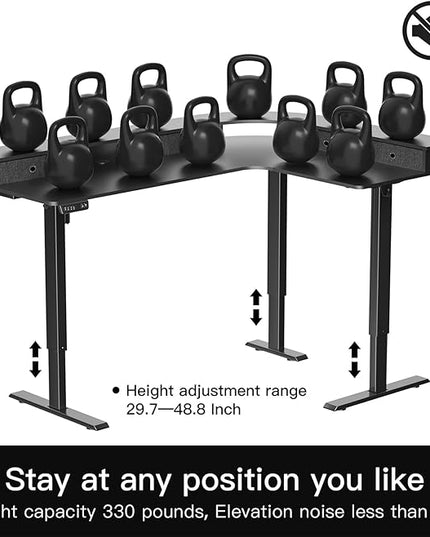 L Shape Standing Desk, 67 * 48 Inches Adjustable Height Standing Desk with 4 Drawers, Corner Electric Standing Desk with Monitor Stand for Home Office, Classic Black - LeafyLoom