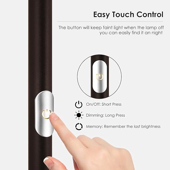 BoostArea Floor Lamp, Standing Lamp, 20W 2000LM LED Torchiere Floor Lamp, Stepless Dimmable, Touch Control, 3000K Daylight, 50000hrs Lifespan, Floor Lamps for Living Room, Standing Lamps for Bedroom - LeafyLoom