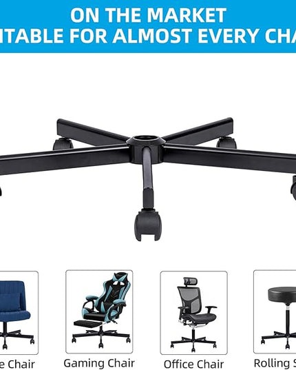Purgreen Home Office Swivel Chair Base – Durable, Steady and Easy Installation – Perfect for Criss Cross and Cross Legged Chairs with Replacement Casters (Blcak, Base+Wheel), KING24AER01 - LeafyLoom
