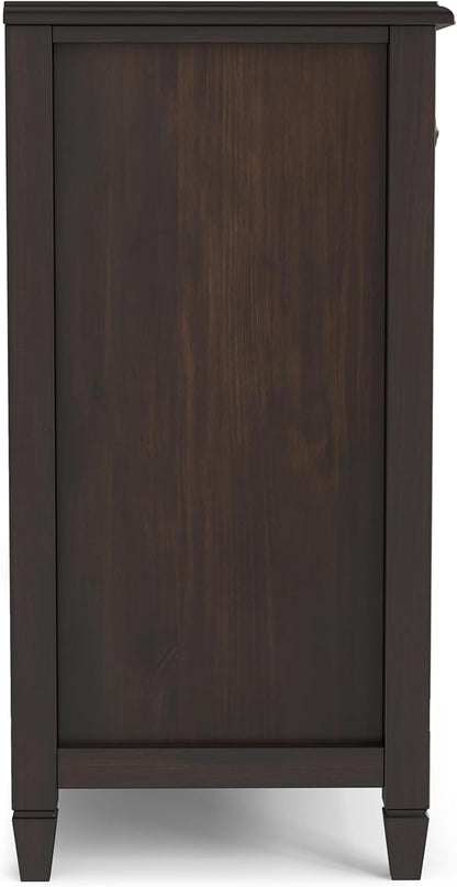 SIMPLIHOME Connaught Low Storage Cabinet, 60 inch, Chestnut Brown - LeafyLoom