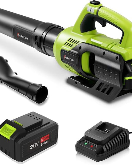 Leaf Blower Cordless, 580CFM/160MPH Electric Leaf Blower with 8.0Ah Battery, Blower with Extension Nozzle, Lightweight Leaf Blowers for Lawn Care, Yard, Garage, Patio & Sidewalk - LeafyLoom