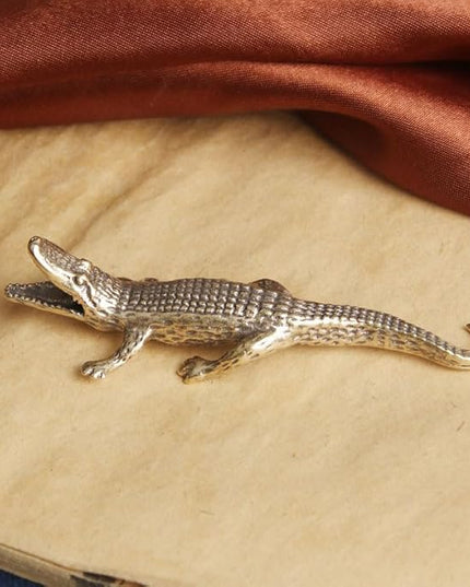 Vintage Solid Brass Crocodile Figurine - Exquisite Desk Decor for Collectors - Perfect Home or Office Accent(Crocodile) - LeafyLoom