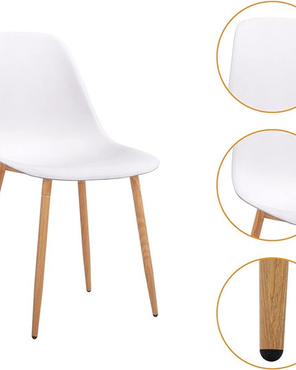 CangLong Modern White Dining Chairs Stylish Plastic Cushion Side Chairs with Metal Legs for Kitchen,Living Room,Set of 4 - LeafyLoom
