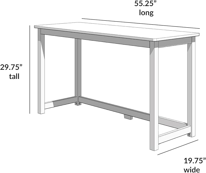 Max & Lily Solid Wood Desk, 55 Inches, Grey - LeafyLoom