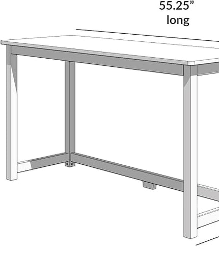 Max & Lily Solid Wood Desk, 55 Inches, White - LeafyLoom