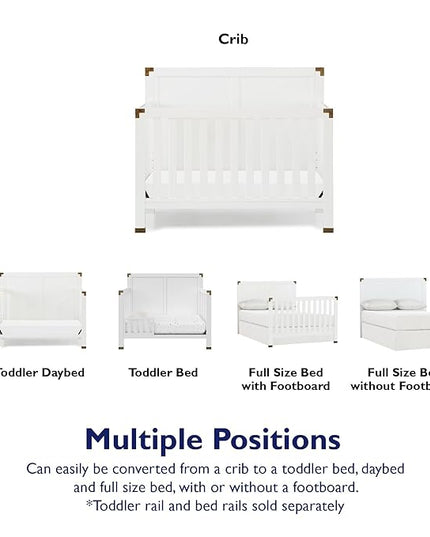 Baby Relax Miles 5-in-1 Convertible Crib, Nursery Furniture, Classic White - LeafyLoom
