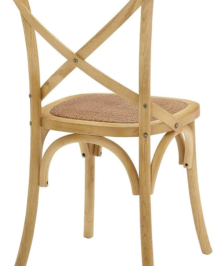 Modway Gear Rustic Modern Farmhouse Elm Wood Rattan Two Dining Chairs in Natural - LeafyLoom