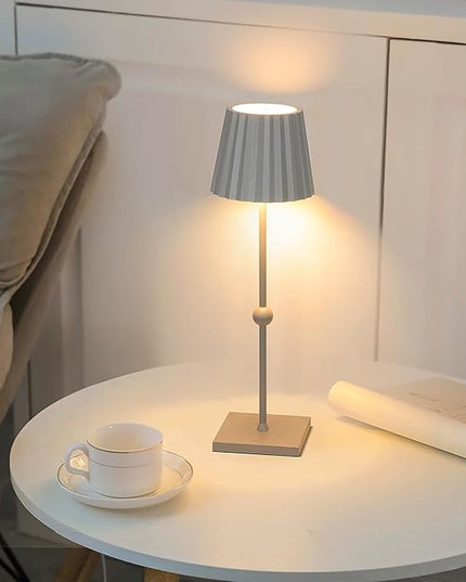 GGOYING Battery Operated Table Lamp,5200mAh Cordless Portable LED Lamp with 3 Temperature, Stepless Dimmable Minimalist Battery LED Night Light Camping(Gray) - LeafyLoom