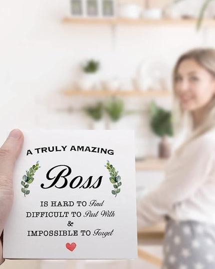 A Truly Amazing Boss is Hard to Find Wooden Sign Desk Decor,Inspirational Wood Block Sign Desk Decorations for Home Office Desk Shelf Table Decor,Best Boss Mentor Gifts - LeafyLoom