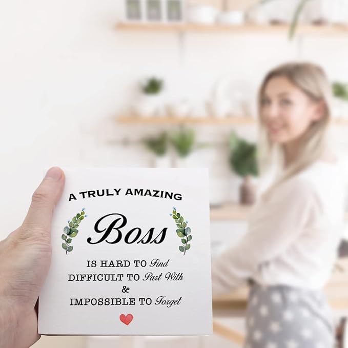 A Truly Amazing Boss is Hard to Find Wooden Sign Desk Decor,Inspirational Wood Block Sign Desk Decorations for Home Office Desk Shelf Table Decor,Best Boss Mentor Gifts - LeafyLoom