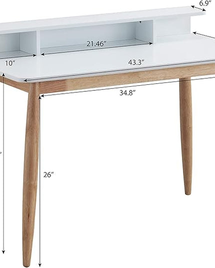 Roundhill Furniture Roskilde Storage Wood Office Desk, White - LeafyLoom