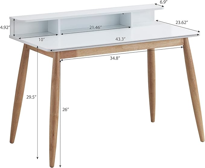 Roundhill Furniture Roskilde Storage Wood Office Desk, White - LeafyLoom
