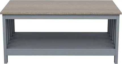 ChooChoo Coffee Table for Living Room, Grey Coffee Table with Shelf, 40 Inch - LeafyLoom