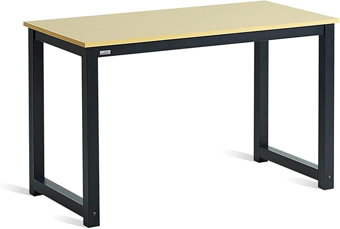 Computer Desk 47" PC Laptop Study Table Office Desk Workstation for Home Office,with Leg Bars,Modern Industrial Style,Oak Board Black Leg - LeafyLoom