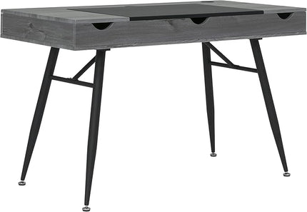 Calico Designs Nook Modern Office, Laptop, Writing Desk with Storage Compartments, Black/Greywash - LeafyLoom