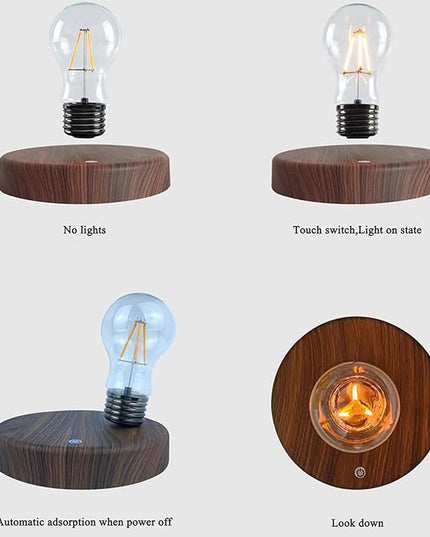 Magenetic Levitating Lamp, Floating Light Bulb, Auto Rotating LED Table Lamp Night Light for Home/Room/Office Decor - LeafyLoom