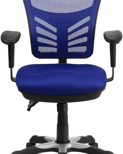 Flash Furniture Nicholas Mid-Back Swivel Office and Gaming Chair, Ergonomic Mesh Office Chair with Adjustable Lumbar Support and Height, Blue - LeafyLoom
