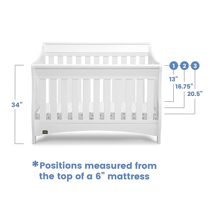 Delta Children Bentley S Series 4-in-1 Crib, White + Serta Perfect Slumber Dual Sided Recycled Fiber Core Crib and Toddler Mattress (Bundle) - LeafyLoom
