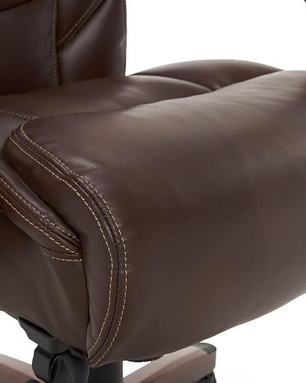La-Z-Boy Delano Big & Tall Executive Office Chair, High Back Ergonomic Lumbar Support, Bonded Leather, Brown - LeafyLoom