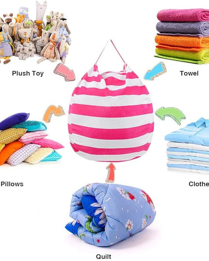 27Inch Stuffed Animal Storage Bean Bag Chairs for Kids, stuff and sit storage bean bag cover for organizing boys and girls Plush Toy Gift Christmas Gift for Kids—Pink - LeafyLoom