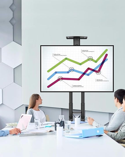 PERLESMITH Rolling/Mobile TV Cart with Wheels for 32-82 Inch LCD LED 4K Flat Screen TVs - TV Floor Stand with Shelf Holds Up to 100 lbs, Height Adjustable Trolley Max VESA 600x400mm- PSTVMC05 - LeafyLoom