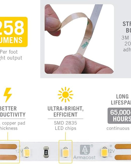 Armacost Lighting 132220 Professional LED Strip Light 12ft Soft White 2700K ArmacostLighting