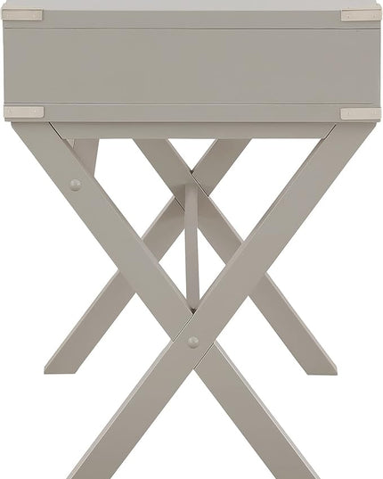 OSP Home Furnishings Wellington 46-Inch Writing Desk with Power Hub and 3 Storage Drawers, Grey - LeafyLoom