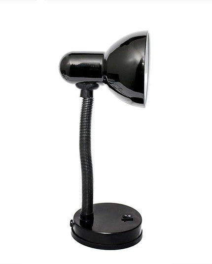 Simple Designs LD1003-BLK Basic Metal Desk Lamp with Flexible Hose Neck for Office, Living Room, Bedroom, College Dorm, Bookshelf, Black - LeafyLoom