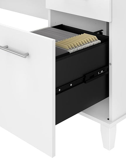 Bush Furniture Somerset 72W Office Desk with Drawers in White - LeafyLoom