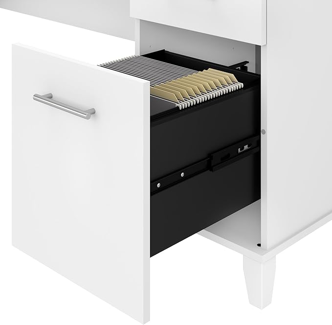 Bush Furniture Somerset 72W Office Desk with Drawers in White - LeafyLoom