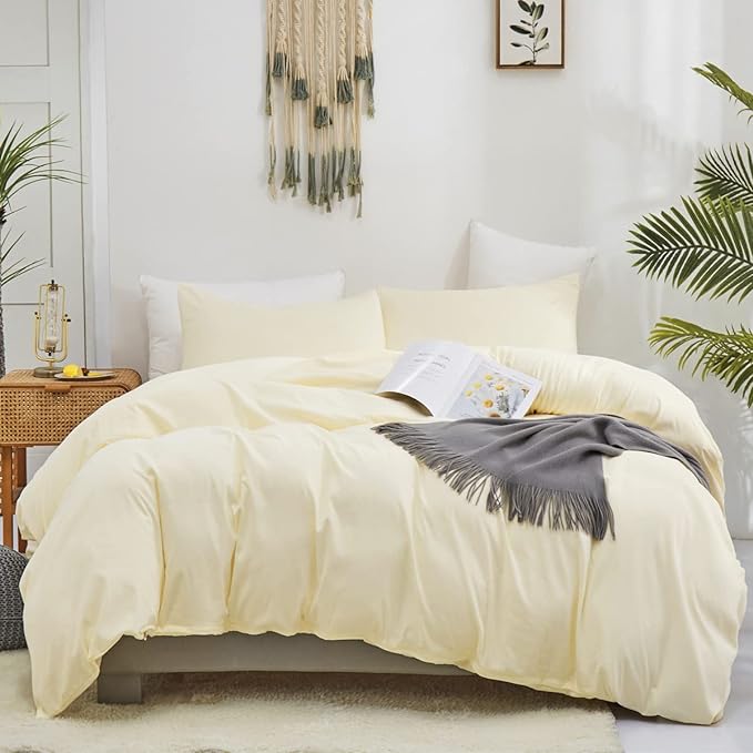 Light Yellow Comforter Set Queen Off White Bedding Set Beige Comforter Set Queen Men Breathable Ivory Bedding Set Women Soft Off White Queen Ivory Bedding Comforter Set Queen - LeafyLoom