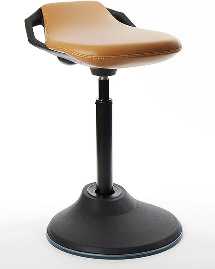 bonVIVO Standing Desk Chair - Ergonomic Chair for Tall Office Desks w/Back Support and Handles for Posture and Balance - Work from Home High Stool - Khaki - LeafyLoom