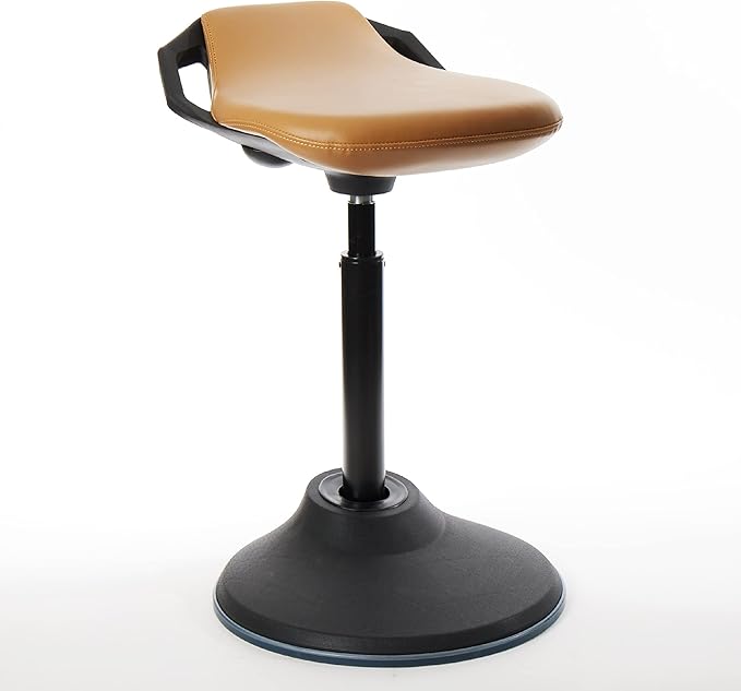 bonVIVO Standing Desk Chair - Ergonomic Chair for Tall Office Desks w/Back Support and Handles for Posture and Balance - Work from Home High Stool - Khaki - LeafyLoom